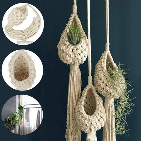 Set of 3 Macrame Plant Hanger, Planter,Cotton Rope Planter, Boho Style ...