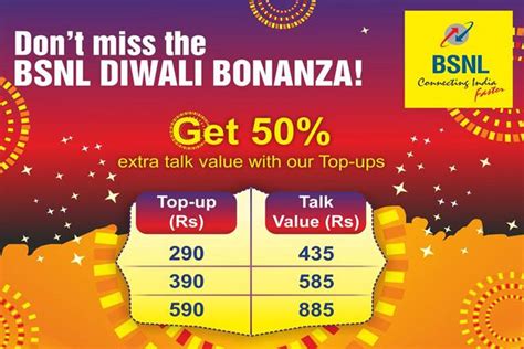BSNL's Diwali 2017 Laxmi Offer : Bsnl Offers 50% Extra Talktime To Its ...