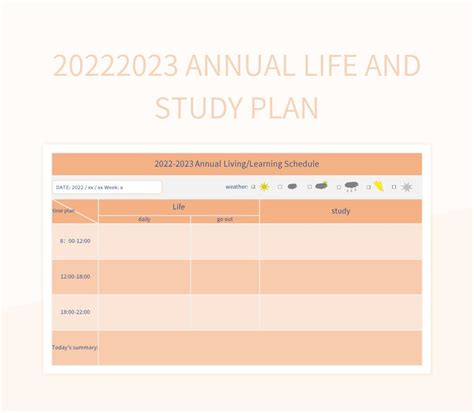 Free Life And Study Plan Templates For Google Sheets And Microsoft Excel - Slidesdocs