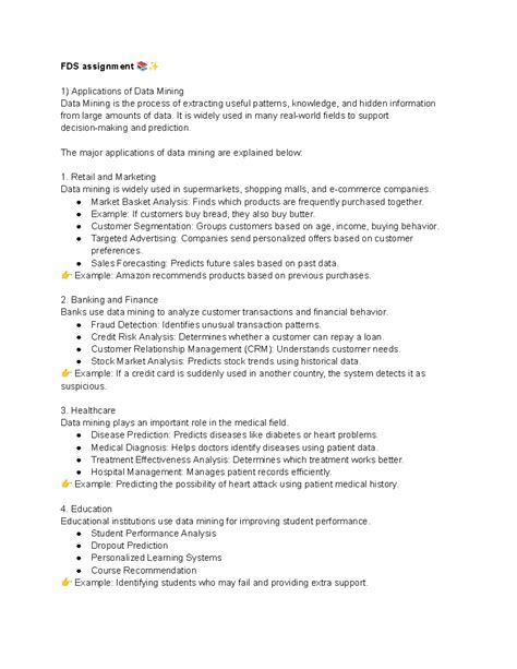 FDS 101: Applications of Data Mining in Various Fields - Studocu