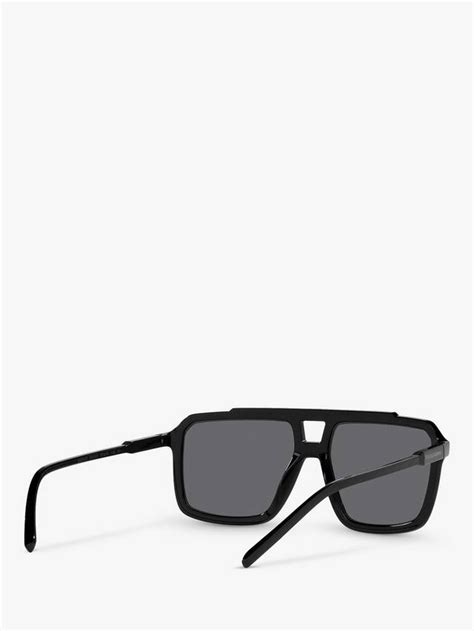 Dolce & Gabbana DG6147 Men's Polarised Square Sunglasses, Black/Grey