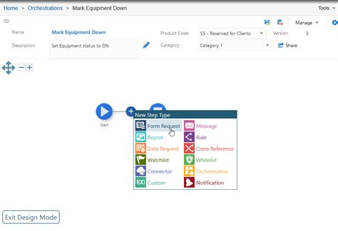 Adding the Initial Step to an Orchestration