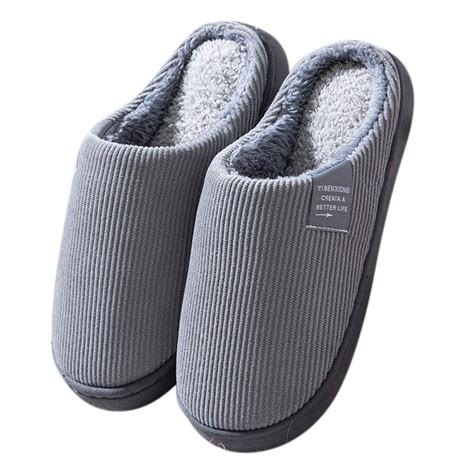 nsendm Mens Fuzzy Slippers Flip Plush Slippers House Slip Soft Mens ...