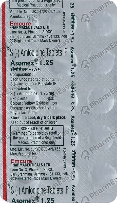 Asomex 1.25 MG Tablet (15): Uses, Side Effects, Price & Dosage | PharmEasy