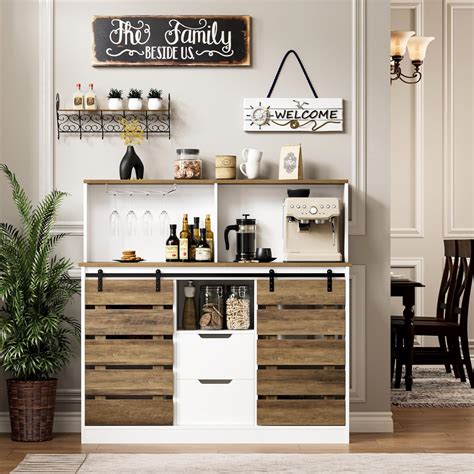 Amazon.com - HOSTACK Farmhouse Coffee Bar Cabinet, 47" Sideboard Buffet ...