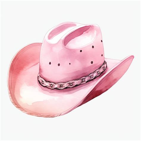 Premium Photo | Watercolor pink cowboy hat western wild west cowboy ...