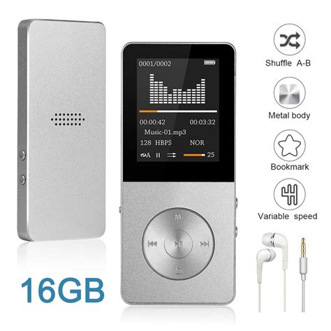 Buy Mp3 Player, Widon 16GB Mp3 Player up to 64GB Metal Body Built-in Speaker Headphones Shuffle ...