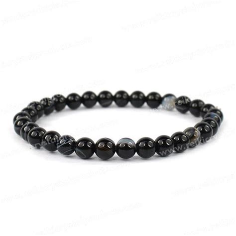 Sulemani Hakik / Botswana Agate Black 6 mm Round Bead Bracelet – Reiki ...
