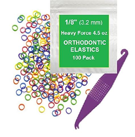 Heavy Force 4.5 oz , 100 Pack - Neon : 1/8" inch Orthodontic Elastic ...