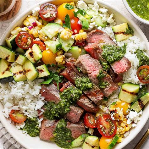 Grilled Steak Rice Bowl (+ chimichurri) - The Wooden Skillet