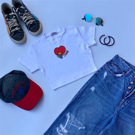 Tata BT21 : Burger Bae Round Neck Crop Baby Tee For Women – BurgerBae