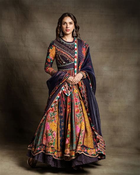 Aditi Rao Hydari’s floral anarkali layers vivid panels under a sheer ...