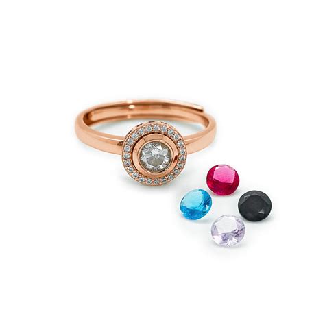 Rose Gold Colour Burst Ring (5 in 1 Crystal) – Silberry