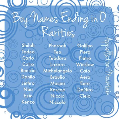 80 Boy Names Ending in O - Appellation Mountain