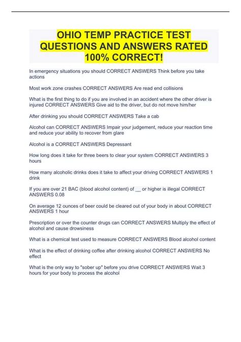 OHIO TEMP PRACTICE TEST QUESTIONS AND ANSWERS RATED 100% CORRECT ...