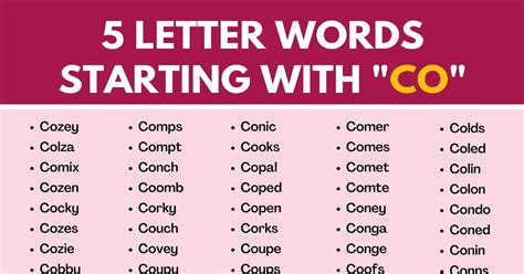 215+ Common 5 Letter Words Starting with CO • 7ESL