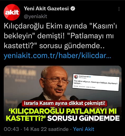 Yeni akit, bomba patladığı gün Kemal Kılıçdaroğlu'na karalama ...