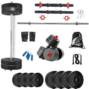 BodyFit 20 kg Home Gym Dumbbell Set, Gym Set, 3ft Plain Rod+2 New Model ...