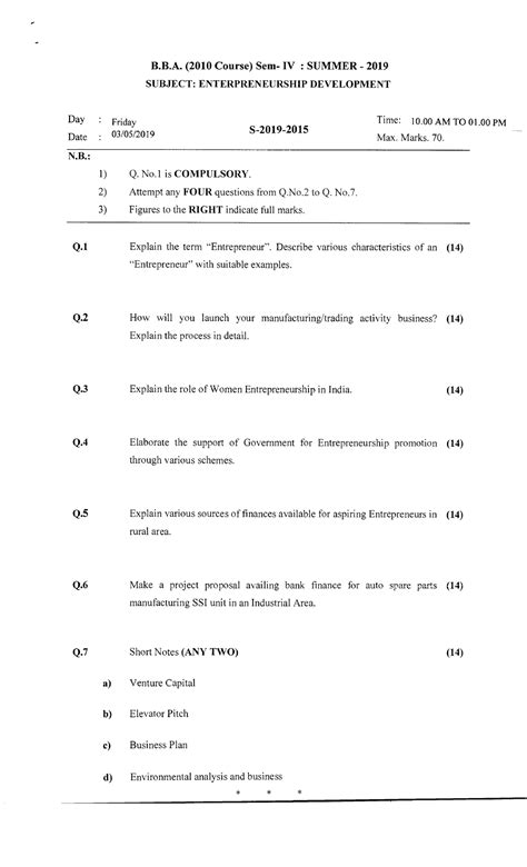 Entrepreneurship Development(BBA 2010 ) - Bachler of computer ...