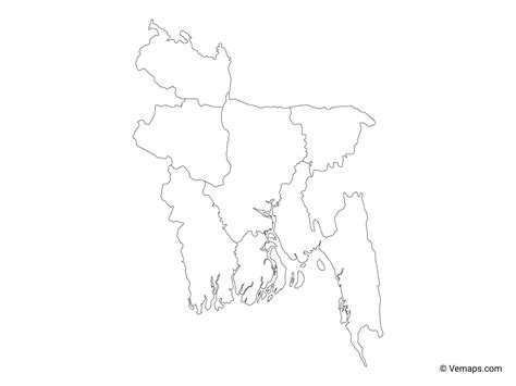 Outline Map of Bangladesh with Divisions | Free Vector Maps