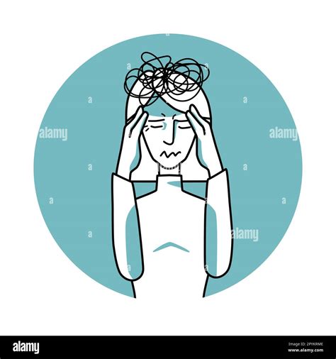 Stressed woman with emotion of anxiety, facial expression with gestures ...