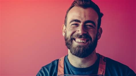 A man with a beard and a red background | Premium AI-generated image