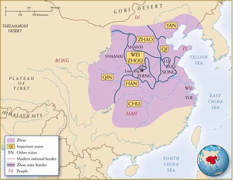 Zhou Dynasty Map Map Of China Overlaid With The 7 Warring States (Qin,