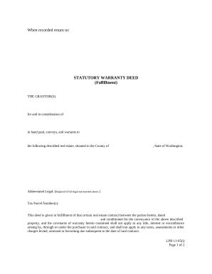 statutory warranty Doc Template | pdfFiller