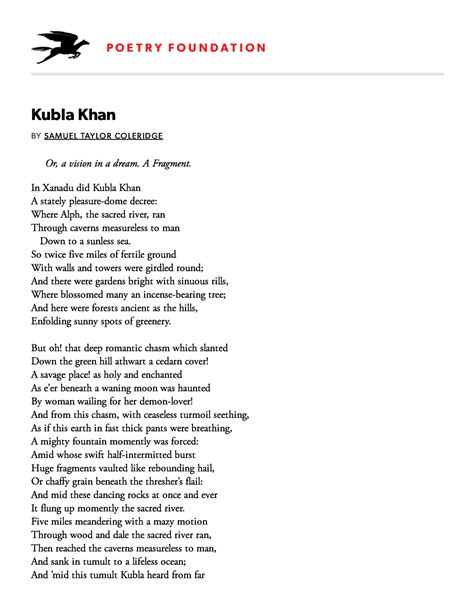Samuel Taylor Coleridge Kubla Khan