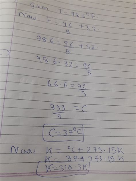 The temperature of normal human body is 98.6 fahrenheit convert it in ...