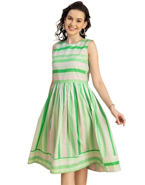 Sleeveless Round Neck Cotton Dress - Moomaya