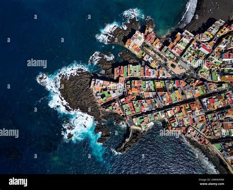 Aerial view of Punta Brava in Tenerife, Canary Island, Spain. Colorful ...