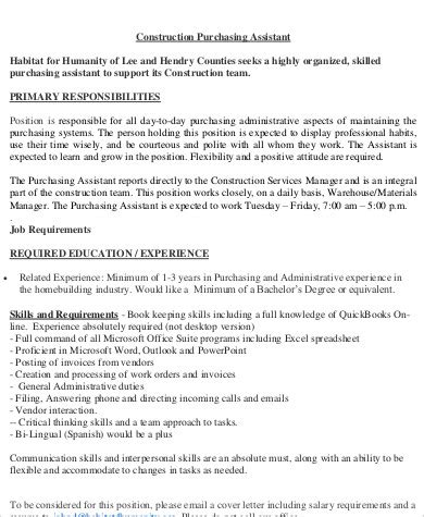 Image result for Purchasing Assistant Job Description