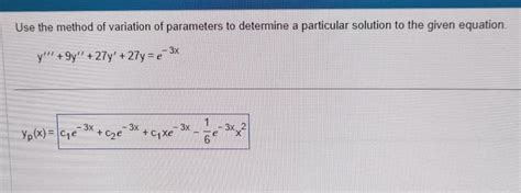 Image result for Variation of Parameters Particular Solution