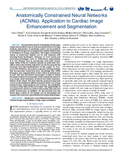 ACNNs for Cardiac Image Enhancement & Segmentation (384) - Studocu