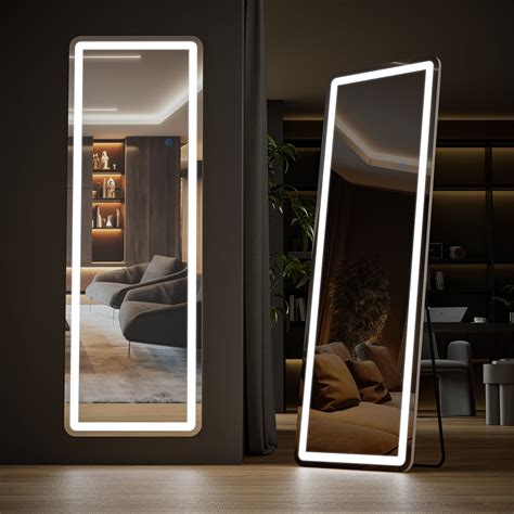 Full Length Mirror with LED Lights, 64"x21" Lighted Floor Standing ...