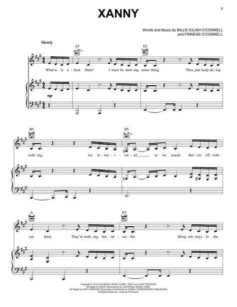 Billie Eilish xanny Music Notes in 2021 | Sheet music notes, Sheet ...