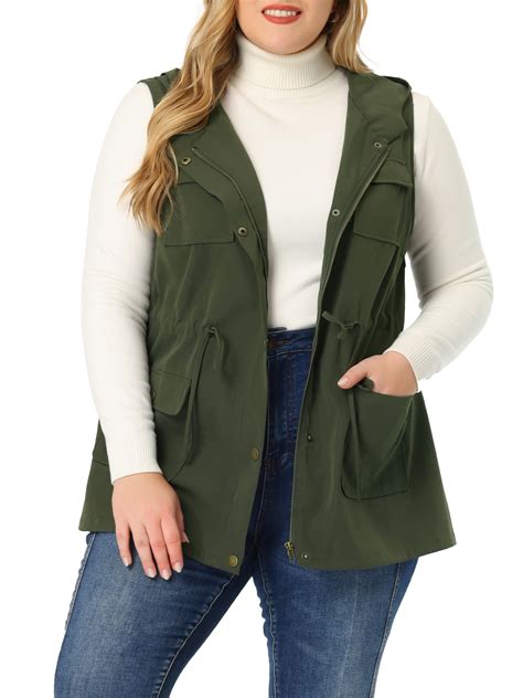 Agnes Orinda Women's Plus Size Utility Vest, Sleeveless Anorak Cargo ...
