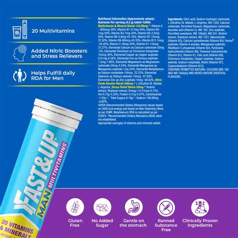 Buy FAST&UP MAN MULTIVITAMIN (60 EFFERVESCENT TABLETS- PACK OF 3 ...