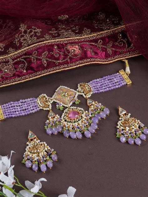 Buy Traditional Gold Plated Multistrand Beaded Kundan Choker Online ...