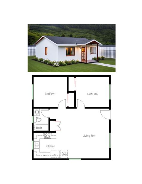 2 Bedroom 1 Bath (715SF) Adu(accessory Dwelling Unit) Floor Plan House ...
