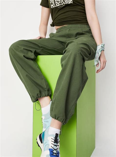 Buy Women Parachute Fit Utility Trousers Online at just Rs. 1299.0 ...