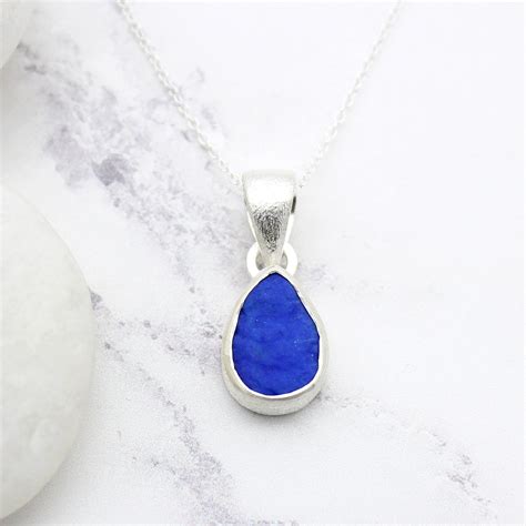Lapis Lazuli Gemstone Handmade Ladies Silver Pendant - Poppy Jewellery