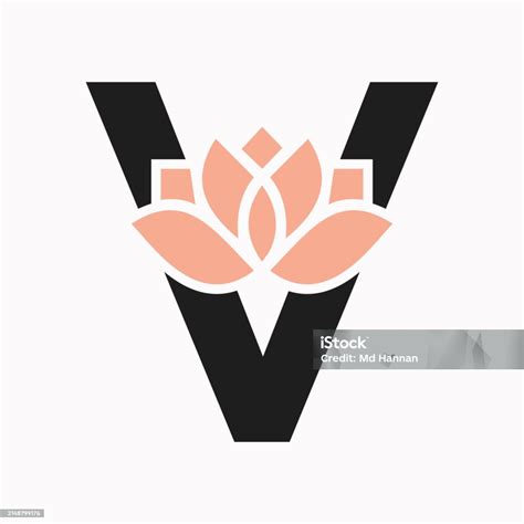 Letter V Flower Concept For Botanic Symbol Beauty Sign Stock Illustration - Download Image Now ...