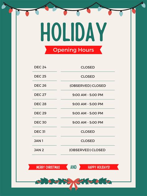 Holiday Hours