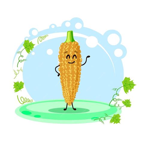 かわいいキャラクター スイートイエロー コーンの場所 漫画スタイル 子供たちに教えるカード ベクトル ストック イラスト cobxA ...