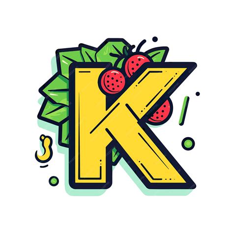 Una letra k se dibuja en un color amarillo y verde. | Vector Premium