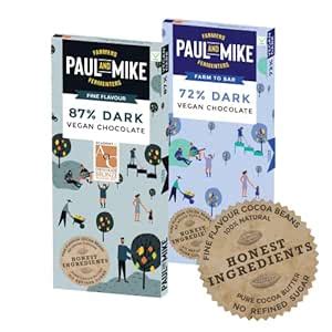 Paul And Mike Dark Vegan Chocolate Combo- 87% & 72% Plain, 68 g (Pack ...
