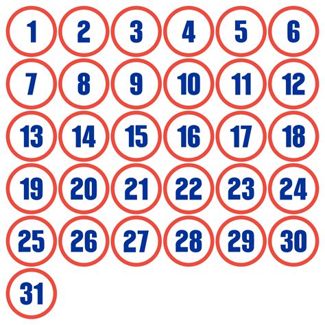 Printable Calendar Numbers | Pocket chart cards, Printable calendar ...