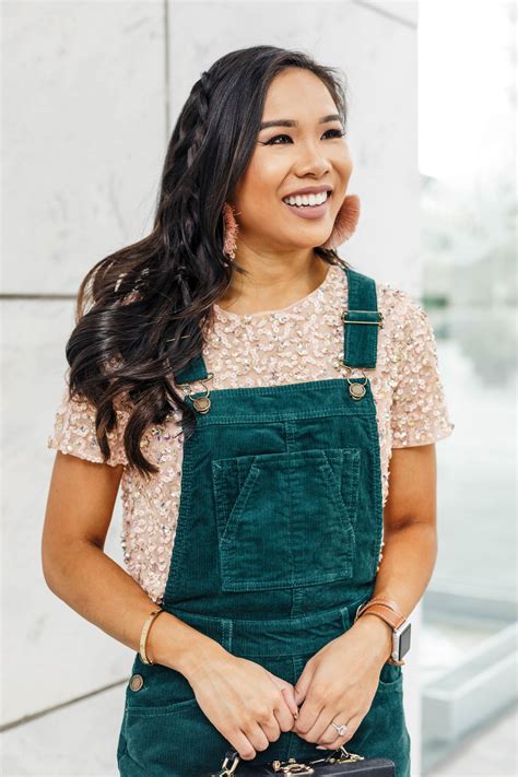 Styling a Corduroy Overall Dress for a Night Out - Color & Chic